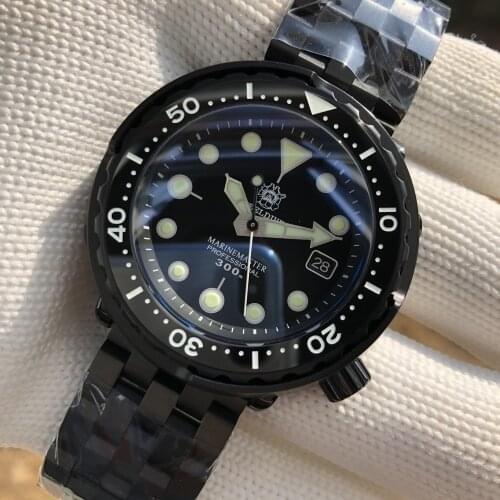 STEELDVIE SD1975X Black Warrior Black Black Stainless Steel Case Two Color Luminous NH35 300M Waterproof Mens Diver Watches
