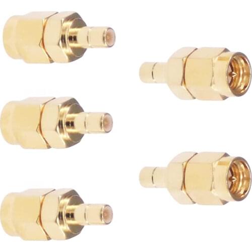 Eightwood 5PCS DAB Radio Aerial Antenna Connector for SMA to SMB RF Adapter SMA Plug Male to SMB Jack Male Straight RF Connector