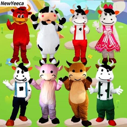 Exotic Cow Baby Dairy Cattle Mascot Cartoon Doll Cosplay Costumes Suit Characters Halloween Birthday Performance Clothing
