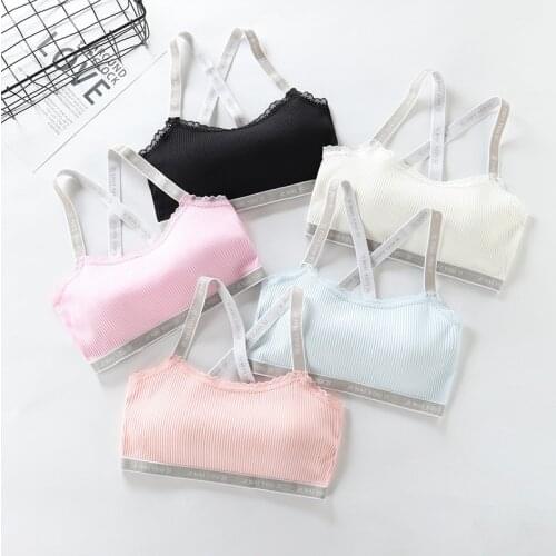 Cotton Teenagers Bras Training Girls Puberty Kids Vests Sports Tops Breathable Teens Students Underwear Bras For8-18 Years Old
