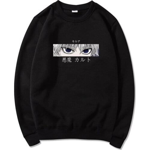 Kawaii Anime Cartoon Hunter X Hunter Killua Zoldyck Devil Eye Men Women Hoodies Sweatshirt Fleece Warm Manga Sudadera Dropship