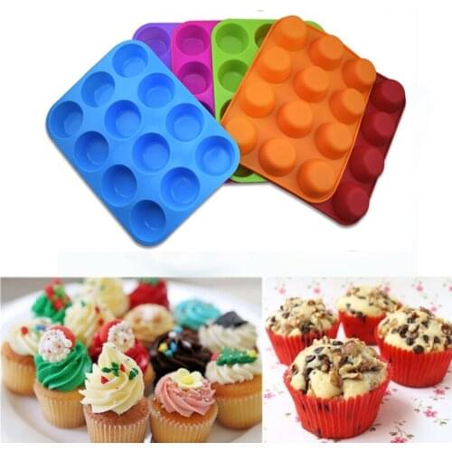 Cupcakes Mold Muffin Silicone Mould Non Stick Soap Chocolate Fondant Baking Pan Cup Cake Form