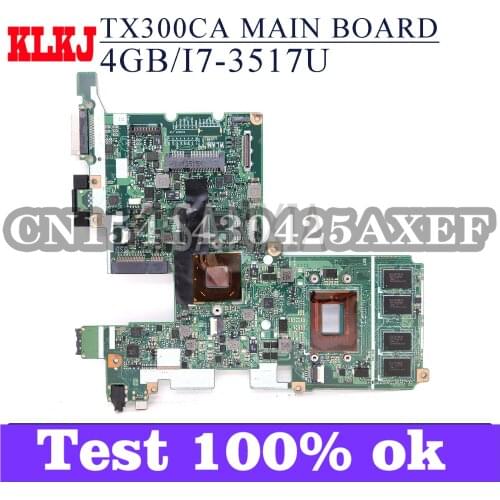 KLKJ TX300CA Laptop Motherboard For ASUS TransBook TX300CA TX300C Original Mainboard 4GB-RAM I3-3517U CPU