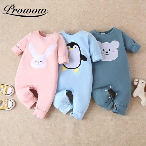 Prowow Baby Clothes Girls Cartoon Newborns Jumpsuit For Kids Girls Clothing Solid Babys Rompers Long Sleeve Childrens Overalls