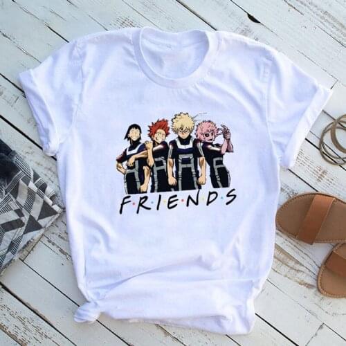 Fashion Street O-neck Short Sleeve Harajuku T-shirt 2021 New Woman T-shirt Japanese Anime My Hero Academy Summer Ladies Top