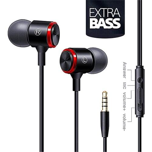 Fashion Metal Stereo headsets 3.5mm In Ear Earphone Bass With Microphone Playing Music For Mini Sport Bass Headset For Phone
