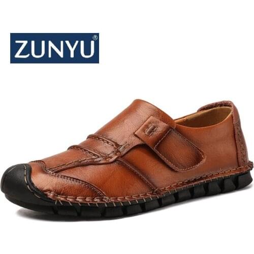 ZUNYU New Genuine Leather Men Casual Shoes Luxury Brand 2019 Mens Loafers Moccasins Breathable Driving Shoes Plus Size 38-48