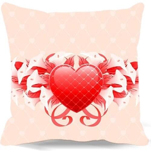 A heart of Lilies Cotton Polyester Pillow Case Cover Living Room Bed Chair Seat Waist Square size customized available