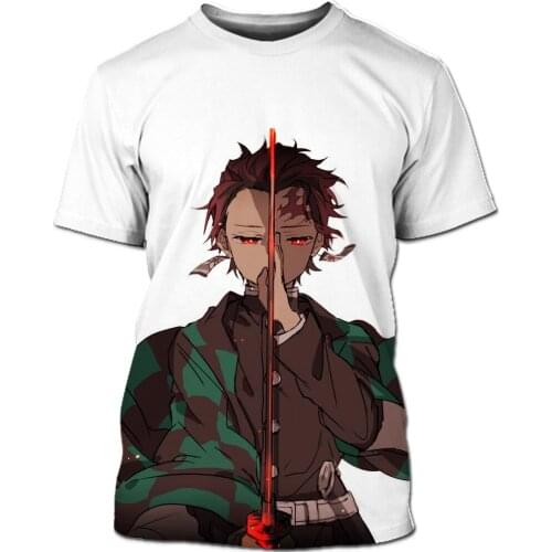 NISDCIHD Kimetsu No Yaiba Mens Huntress Shirt 3D Tees Anime Demon Blade Short Sleeve T-Shirt Kamado Tanjirou Unisex Streetwear