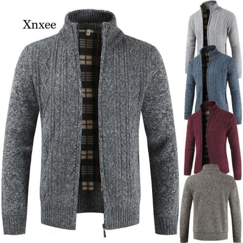 2021 New Autumn and Winter Mens Sweater Zipper Cardigan Sweater Warm Casual Knit Sweater Mens Clothes