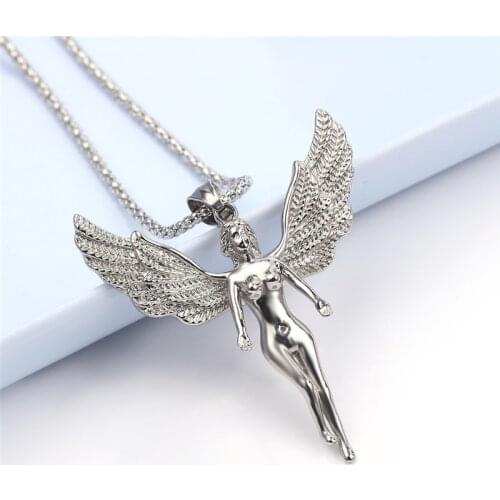Charm Silver color angel wings necklace Symbolize freedom pendant chain necklace for women men jewelry