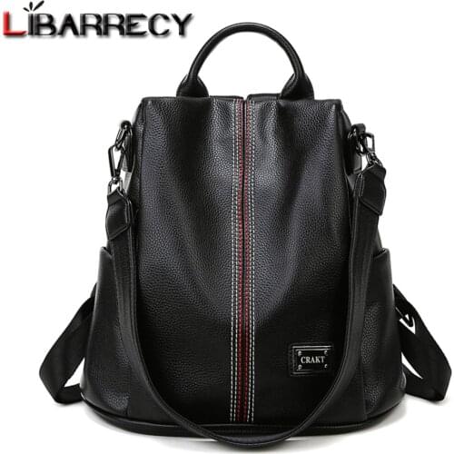 Luxury Designer High-quality PU Leather Womens Backpack Multi-functional Design Solid Color Ladies Shoulder Bag Female Mochila