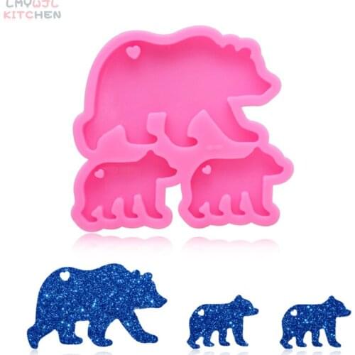 DIY Polar Bear Family Keychain Silicone Mold Chocolate Fudge Cake Decoration Accessories Epoxy Keychain Jewelry Pendant Mold