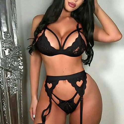 Sexy Lingerie Heart Embroidery Women Underwear Set Love Erotic Lingerie Sets Sexy Underwear Women Bandage Bra Brief Garter Sets