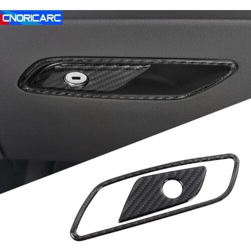 Car Styling Carbon Fiber Co-pilot Glove Box Frame Decoration Stickers Trim For Audi A6 C8 A7 2019-20 Interior Accessories