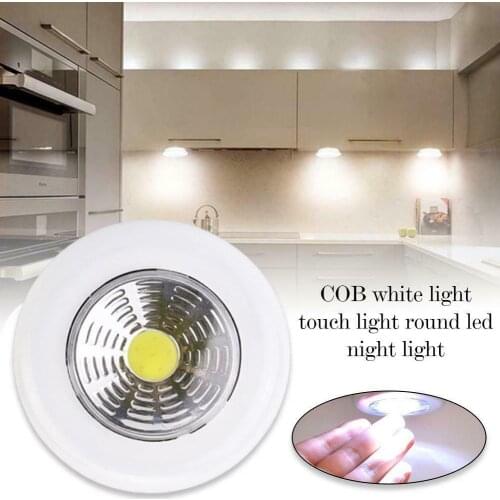 LED White Under Cabinet Light Self-adhesive Battery Powered Press Light Night Light for Drawer Closet Bedroom Stairs Kitchen