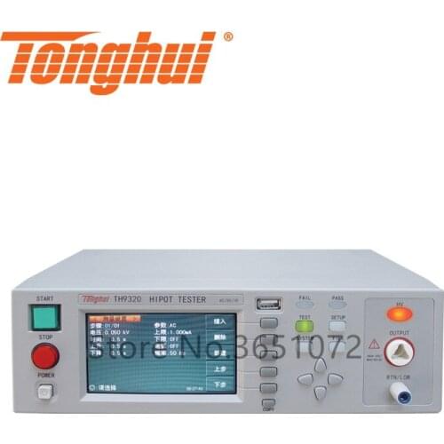 TH9320 AC/DC Hipot Tester with Insulation Resistance Test Function, AC 0-20 mA, DC 0-10 mA, 1Mohm-9999Mohm