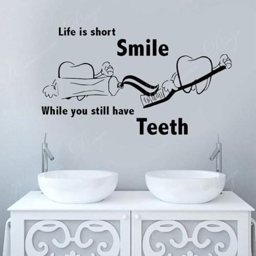 Teeth Care Dental Appointment Decor Art Wall Sticker Vinyl Interior Decoration Barthroom Decals Removable Mural Wallpaper 4189