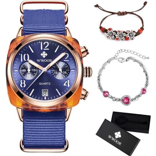 WWOOR Hot Sale Nylon strap Style Quartz Women Watch Top Brand Watches Fashion Casual Fashion Wrist Watch Relojes Feminino 2019