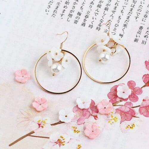 DIY handmade jewelry accessories temperament natural shell earrings earrings pendant pendant flowers fresh material