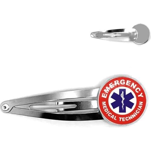 EMT Medical Symbol Hairpins Emergency Medical Technician Quote LOGO Glass Cabochon Hair Pins Jewelry For Women Girls Gift