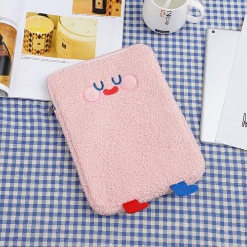 Tablet Protect Pouch Bag Case Sleeve Cute Cartoon Plush Laptop Cover Pocket Organizer Portable Storage Supplies