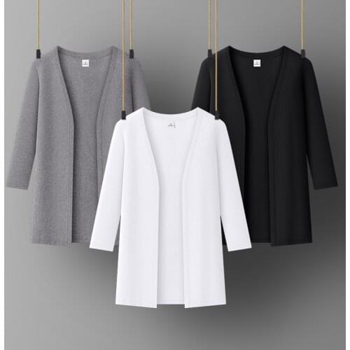 Women cotton cuasual coat Lady office jacket O-NECK Three Quarter Sleeve all match women tops