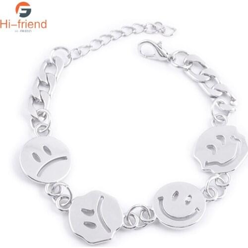 Titanium Steel Metal Women Smiley Face Bracelet Fashion Retro Handmade Creativity Bracelet Women Jewelry Gift