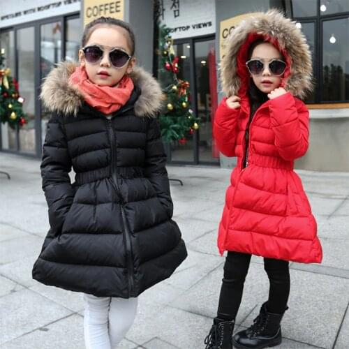 Good Quality Winter Warm Kids Jackets For Girl Fashion Thick Fur Collar Girl Parkas Autumn Girls Coat Outerwear For 5 8 10 Years