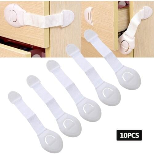 10 Kids Safety Locks Cabinet Door Drawers Refrigerator Locks Children Safety Protection Plastic Security Locks Straps Dropship