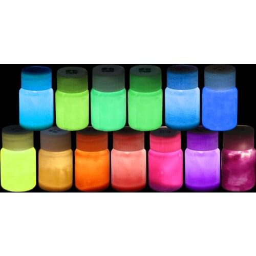 13 Colors Acrylic Paint Glow in the Dark Luminous Fluorescent Paint for Party Nail Decoration Art Supplies Phosphor Pigment