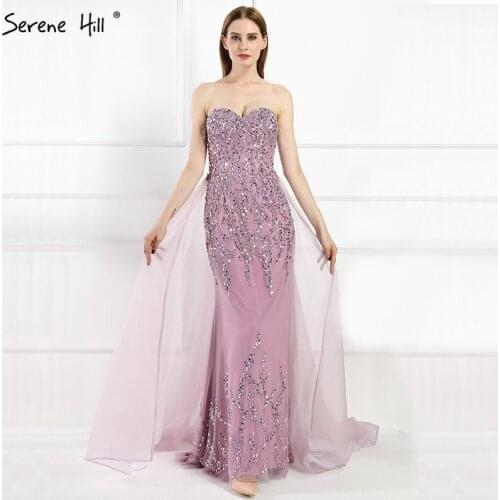 2020 Purple Mermaid Elegant Fashion Evening Dress Beading Sequined Sleeveless Sexy Evening Gowns Serene Hill LA6215