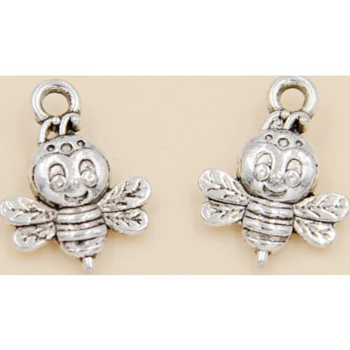 Wholesale 50pcs Tibetan Silver Animals Bee Charms Pendants 12x16mm