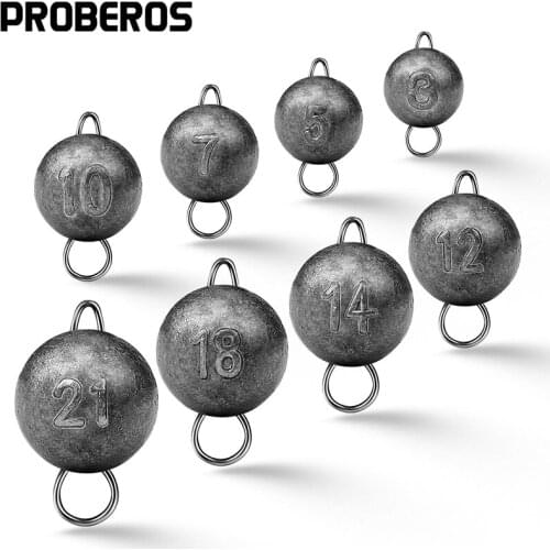 PROBEROS 50Pcs Fishing Sinker 3g-5g-7g-10g-12g-14g-18g-21 Jig Head Bullet Weights Soft Lure Group Hook Aggravated Fishing Tackle