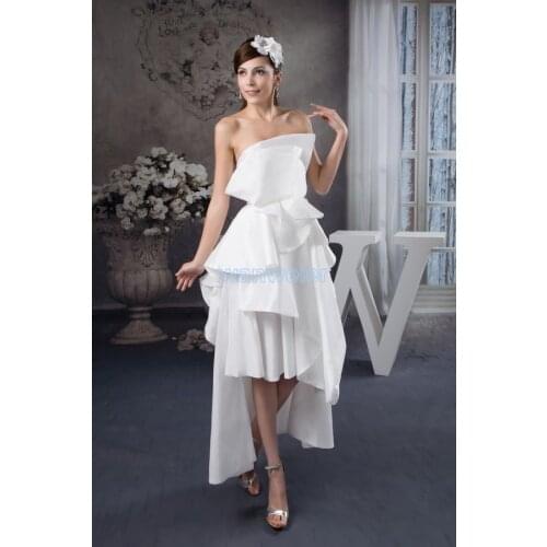 Free shipping 2020 arrival hot sale fashion design knee-Length custom size/color short front long back white bridesmaid dress