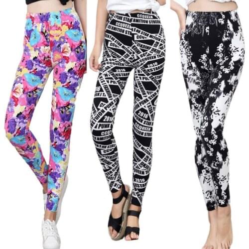 Floral Printed Pencil Pants Polyester Gym Fitness Sexy Leggings Causal Women Trousers High Wast Elasticity Push Up Leggins