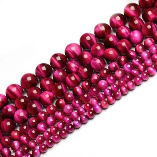 6mm 8mm 10mm 12mm natural stone beads Round Magenta fushia tiger eye agata Beads For DIY Jewelry making Necklace Bracelet