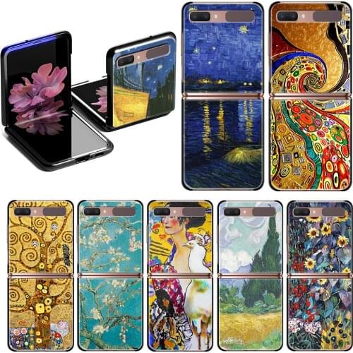 Case for Samsung Galaxy Z Flip 5G Hard Cases for Galaxy Z Flip 6.7" Black Phone Cover De kus van Van Gogh Klimt