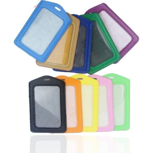 New Card Holder PU Leather Card Cover for Women Men Bank Name Credit Card Holders Neck Strap Card Bus ID Holders