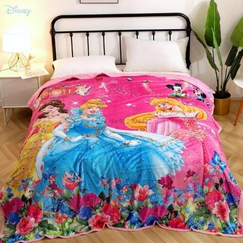 Cartoon Disney Princess 3d Cartoon Flannel Blanket Children Warm Portable Throw Blanket Bed Sheet Sofa Blanket 200x230cm Size