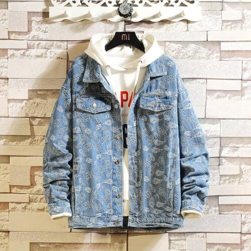 Jacket For Men/Women Loose Casual Blue Coat Dark Blue Casual Denim Jackets Cotton Turn-down Collar Fashion Outwear Denim Coat Fo