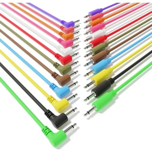 ExcelValley - 12-Pack Hybrid Mono Modular Patch Cables TS 3.5mm 1/8" Eurorack Synth Synthesizer