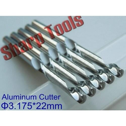 3.175mm CEL12-22mm Single Flute Milling Cutters for Aluminum CNC Router Tool 5pc Tungsten Carbide End Mill Aluminium Cutting Bit