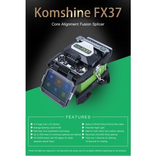 FTTX Fiber Optical Welder Machine Komshine FX37 Optical Fiber Fusion Splicer Kit-withFIS Drop Cable Stripper Kevlar Shears