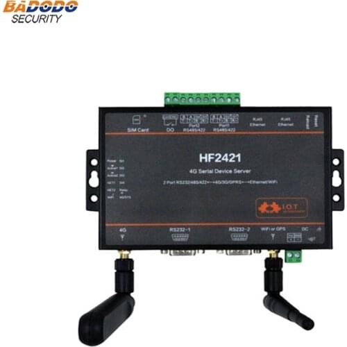 HF2421 Double serial port RS232 RS422 RS485 to Ethernet WiFi 4G LTE 3G 2G GPRS network server Converter Modbus 9~36VDC