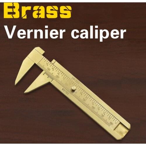 Measure Measurement Tool 0 ~ 80mm 3.2 inch Mini Solid Brass Sliding Gauge Double Scale Vernier Golden Caliper Portable Tool