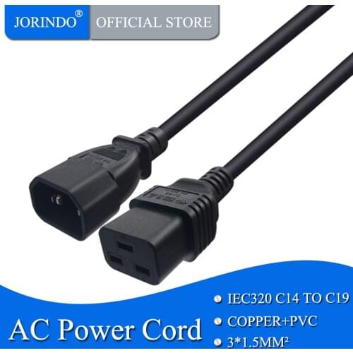JORINDO 1.8M-4M/5.9FT-13FT IEC320 C14 to C19 Power Extension Cable,C19 3 hole socket to C14 3 pin PDU/UPS Converter