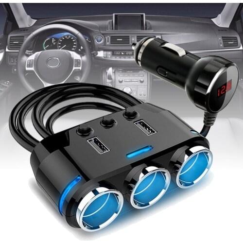 JXLCLYL Dual USB 3 Way Car Cigarette Lighter Socket Splitter Charger Power Adapter