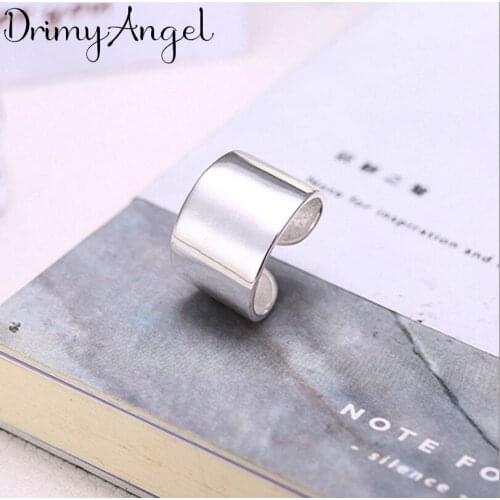Vintage Silver Color Large Smooth Rings Handmade Adjustable Size Rings For Men Women Christmas Gifts Party Jewelry
