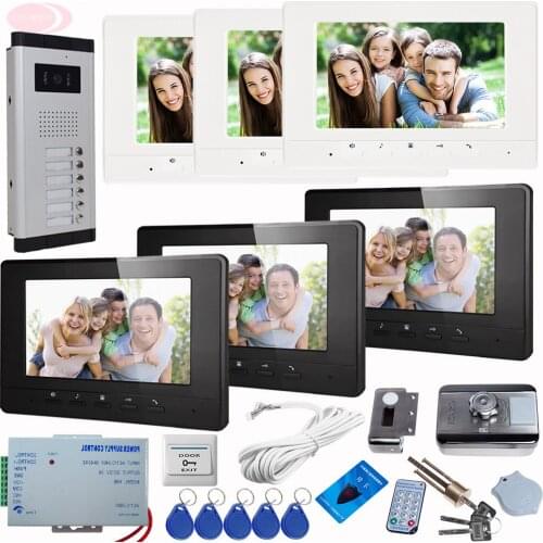 SUNFLOWERVDP Video Intercom Kit For A Private House Monitors 7" With Audio + Rfid Unlock Electronic Lock Video Intercom System